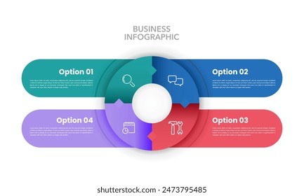 4 process of business to success. Infographic round design template. Business presentation. Vector illustration.