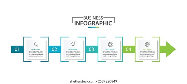 4 process infographic arrows design template. Strategy and Business presentation. Vector illustration.