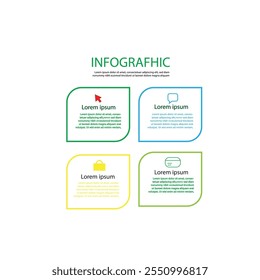 4 process infographic arrows design template. Planning, Marketing, Strategy and Business presentation. Vector illustration.
