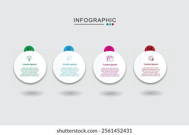 4 process infographic arrows design template. Planning, Marketing, Strategy and Business presentation. Vector illustration.
