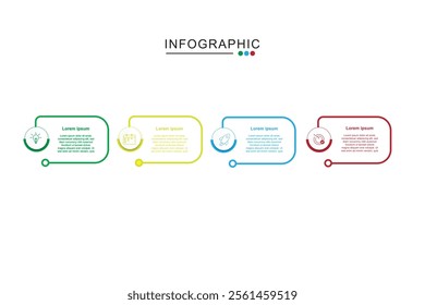 4 process infographic arrows design template. Planning, Marketing, Strategy and Business presentation. Vector illustration.