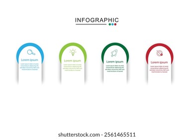 4 process infographic arrows design template. Planning, Marketing, Strategy and Business presentation. Vector illustration.