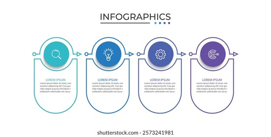 4 process infographic arrows design template. Planning, Marketing, Strategy and Business presentation.