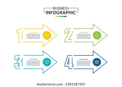 4 process infographic arrows design template. Strategy and Business presentation. Vector illustration.