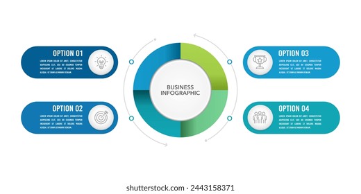 4 process infographic design template. diagram, annual report, business presentation, and organization. Vector illustration.