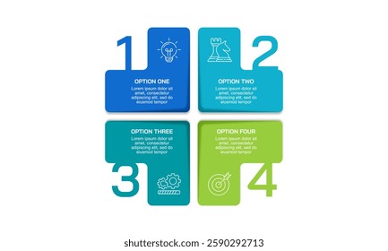 4 Process infographic element with number design template. Report, Business Presentation and Strategy. Vector illustration.