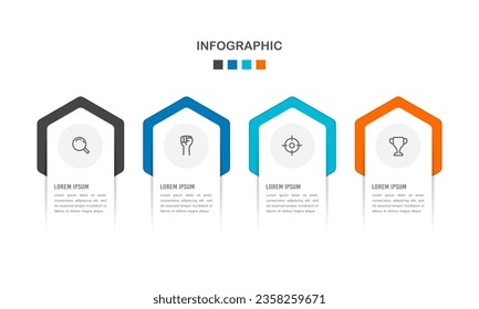 4 verarbeitet Infografiken Etiketten Design Vorlage. Geschäftsvorstellung. Vektorgrafik.
