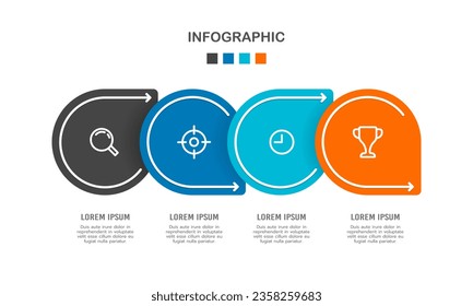 4 process Infographic pin arrows design template. Business presentation. Vector illustration.