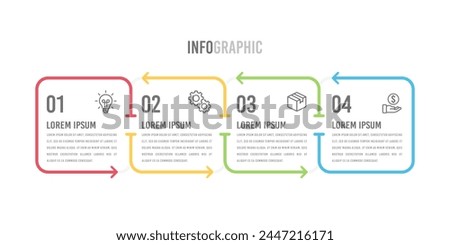 4 process infographic timeline design square template. Vector illustration.