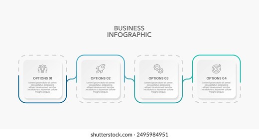 4 Processes to Business Success. Infographic Design Template. Diagram, Annual Report, Banner, Business Presentation and Timeline. Vector Illustration.