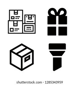 4 product icons with giftbox filled and funnel in this set