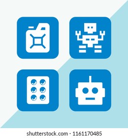 4 production icons in vector set. robot, oil and blister illustration for web and graphic design