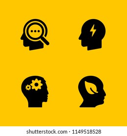 4 profile icon set with users settings, head and profile vector illustration for graphic design and web