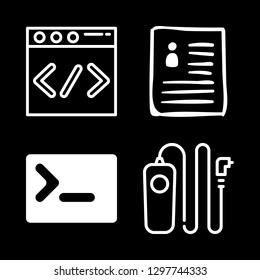 4 program icons with code programing symbol and curriculum in this set