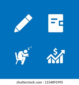 4 project icons in vector set. student, stats, plan and edit illustration for web and graphic design
