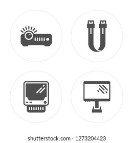 4 Projector, Lisa, Sata, Personal Computer modern icons on round shapes, vector illustration, eps10, trendy icon set.