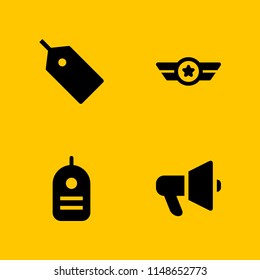 4 promotion icon set with megaphone, label and badge vector illustration for graphic design and web