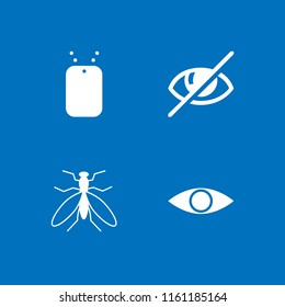 4 protection icons in vector set. soldier, mosquito from top view and vision illustration for web and graphic design