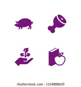 4 protein icons in vector set. seeding, pork and diet illustration for web and graphic design