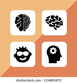 4 psychology icons in vector set. brain and smug illustration for web and graphic design