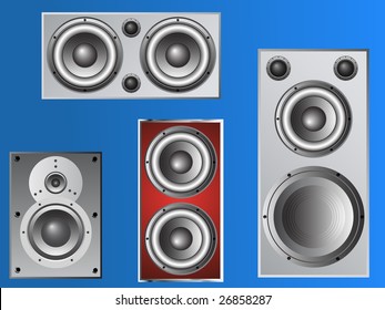 4 Pub and Disco style Loudspeakers in vector format