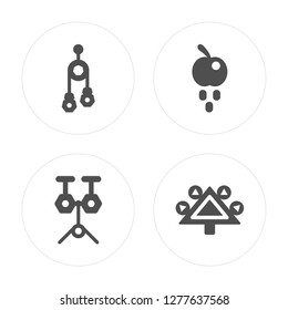 4 Pulley, Apple, Gravity modern icons on round shapes, vector illustration, eps10, trendy icon set.