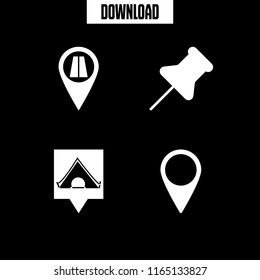 4 pushpin vector icon set with push pin, camping pin, road pin and situation pin icons for mobile and web
