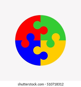 4 puzzle pieces, logo design element, vector illustration