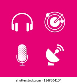 4 radio icons in vector set. microphone, audio and radar illustration for web and graphic design