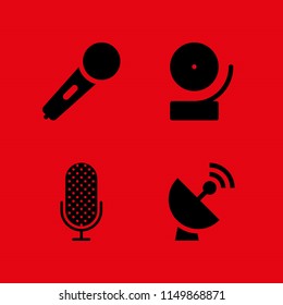 4 radio icons in vector set. microphone, karaoke microphone icon, music and multimedia and radar illustration for web and graphic design