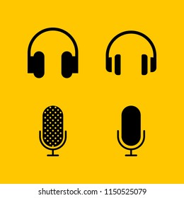 4 radio icons in vector set. audio, music and multimedia and microphone illustration for web and graphic design