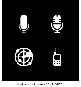 4 radio icons in vector set. microphone, radar and walkie talkie illustration for web and graphic design