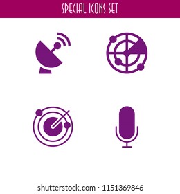 4 radio icons in vector set. radar and microphone illustration for web and graphic design