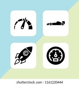 4 railway icons in vector set. speed illustration for web and graphic design