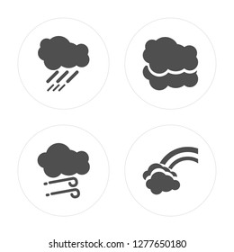 4 Rain, Hail, Cloud, Rainbow modern icons on round shapes, vector illustration, eps10, trendy icon set.