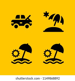 4 rain icons in vector set. damage and sun umbrella illustration for web and graphic design
