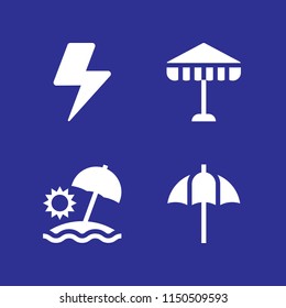 4 rain icons in vector set. storm, umbrella and sun umbrella illustration for web and graphic design