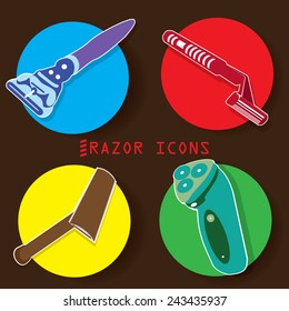 4 Razor on color circle background