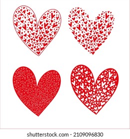 4 read vector hearts for gift cards. Saint Valentine’s Day. Love.