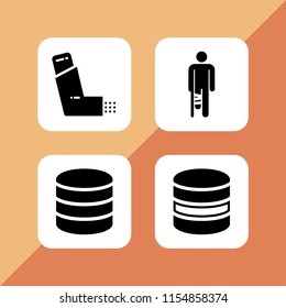 4 recovery icons in vector set. asthma, broken leg and database illustration for web and graphic design