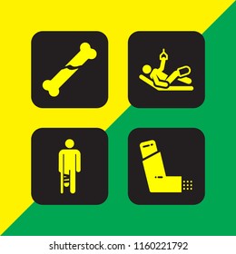 4 recovery icons in vector set. broken bone, broken leg and asthma illustration for web and graphic design