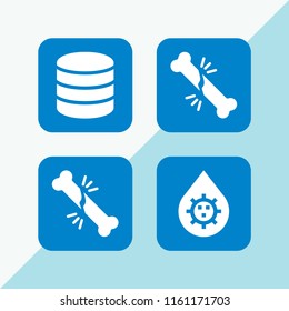 4 Recovery Icons In Vector Set. Database, Broken Bone And Cancer Illustration For Web And Graphic Design