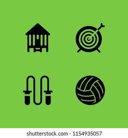 4 recreation icons in vector set. camping, ball and sports and competition illustration for web and graphic design