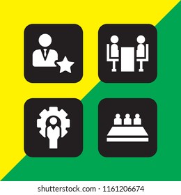 4 recruitment icons in vector set. interview and manager illustration for web and graphic design