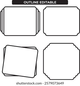 4 rectangle outline black isolated background putih