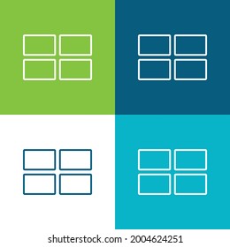 4 Rectángulos Planos cuatro colores conjunto mínimo de iconos