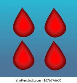 4 gotas de sangre roja con efecto degradado.