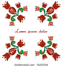 4 red tulip motif flower