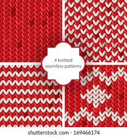 4 red and white knitted patterns
