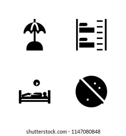 4 relax icon set with bunk, sun umbrella and sleeping vector illustration for graphic design and web